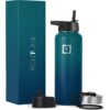 IRON °FLASK Sports Water Bottle – 40oz, 3 Lids (Straw Lid), Leak Proof – Stainless Steel Gym & Sport Bottles for Men, Women & Kids – Double Walled, Insulated Thermos, Metal Canteen