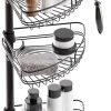 Zenna Home Rust-Resistant Corner Shower Caddy for Bathroom, 4 Adjustable Shelves with Towel Bar and Hooks, with Tension Pole, for Bath and Shower Storage, 60-97 Inch, Bronze